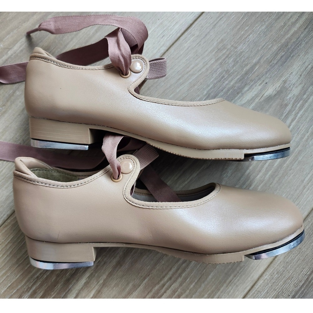 Capezio Mary Jane Tap Shoes Caramel Tan Tele Tone Taps 3800 Kids Size 13M - Picture 2 of 12